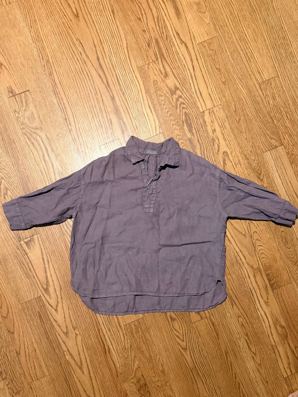 CP Shades 100% Linen Popover Blouse Small Dusty Plum Oversized High Low USA